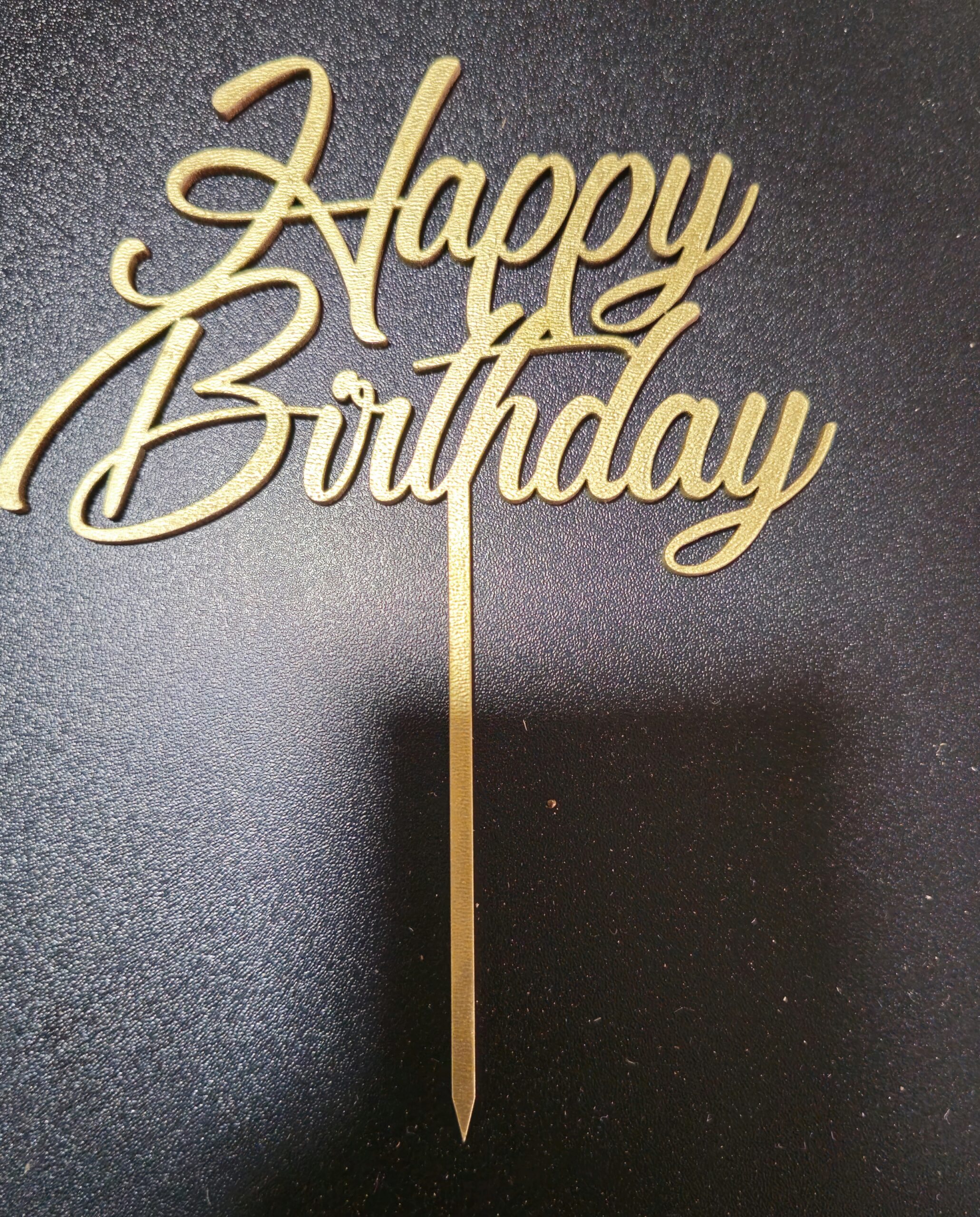 Toper drveni zlatni happy birthday