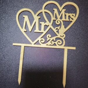 Toper drveni zlatni Mr i Mrs