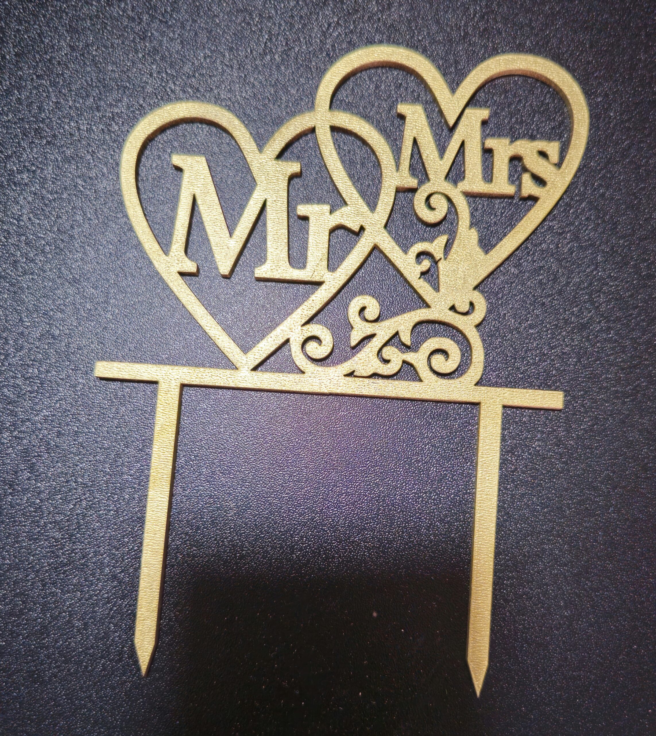 Toper drveni zlatni Mr i Mrs